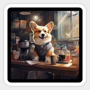 Barista Corgi Sticker